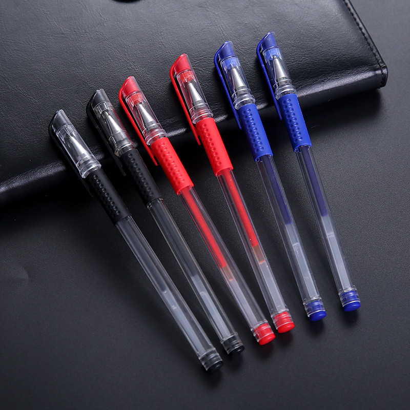 速发黑色中性笔0.5mm子弹头办公考试学生用碳素笔水笔红蓝色签字