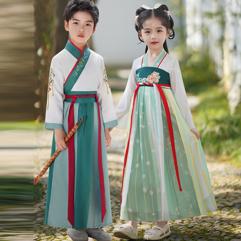 汉服男童儿童古装国学服中国风男孩2024新款女童六一表演服装夏季