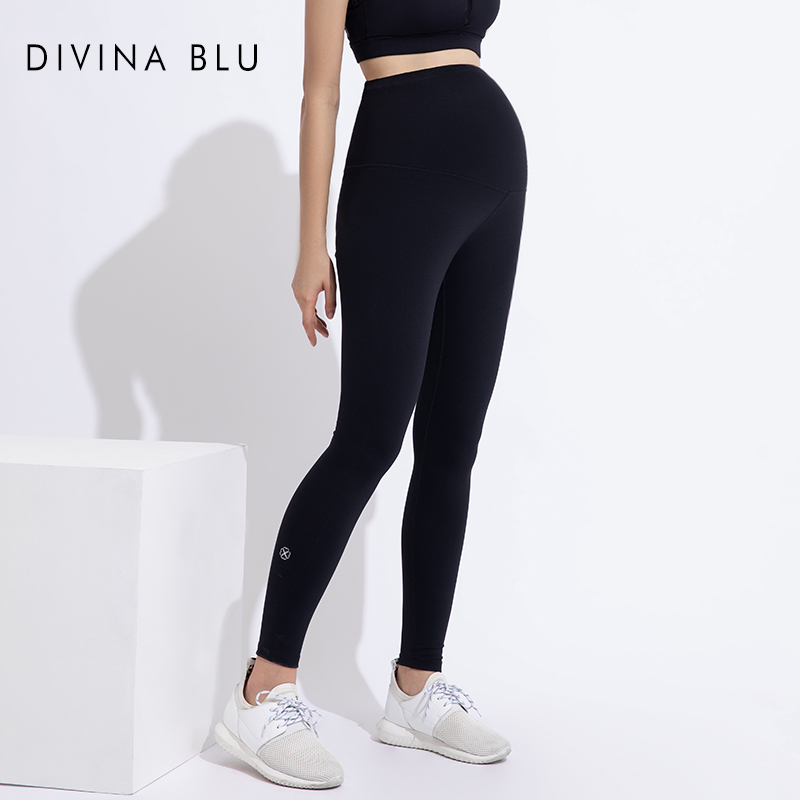 DIVINA BLU春夏新款专业孕妇高腰瑜珈裤高弹透气运动健身托腹长裤