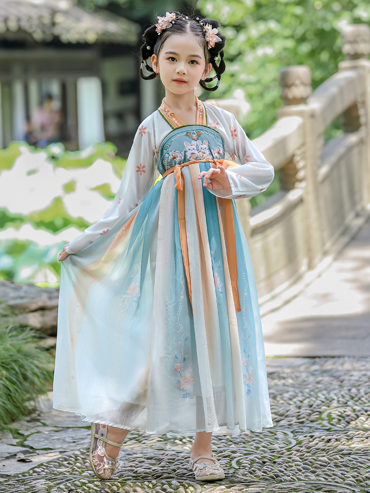 女童汉服古装新款超仙女孩中国风连衣裙古风童装儿童秋装襦裙公主