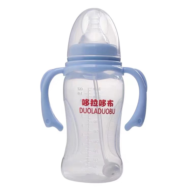 嘴鸭婴儿水杯重力拉一体式奶嘴宽口径奶瓶通用哆布吸管配件哆球