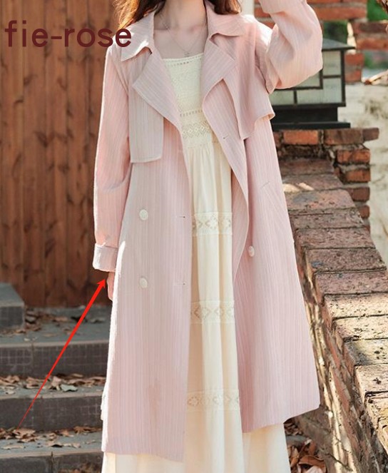 粉色风衣外套女2023新款秋季中长款小个子高级感气质大衣