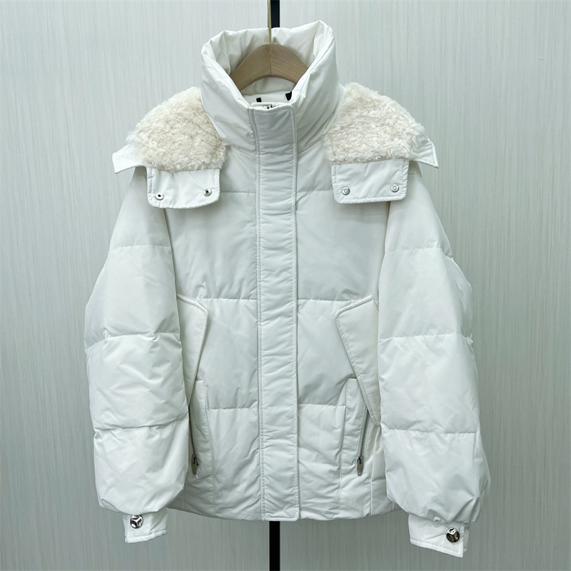 欧●2023冬装新品 短款连帽羽绒服女白鸭绒面包服加厚保暖外套752