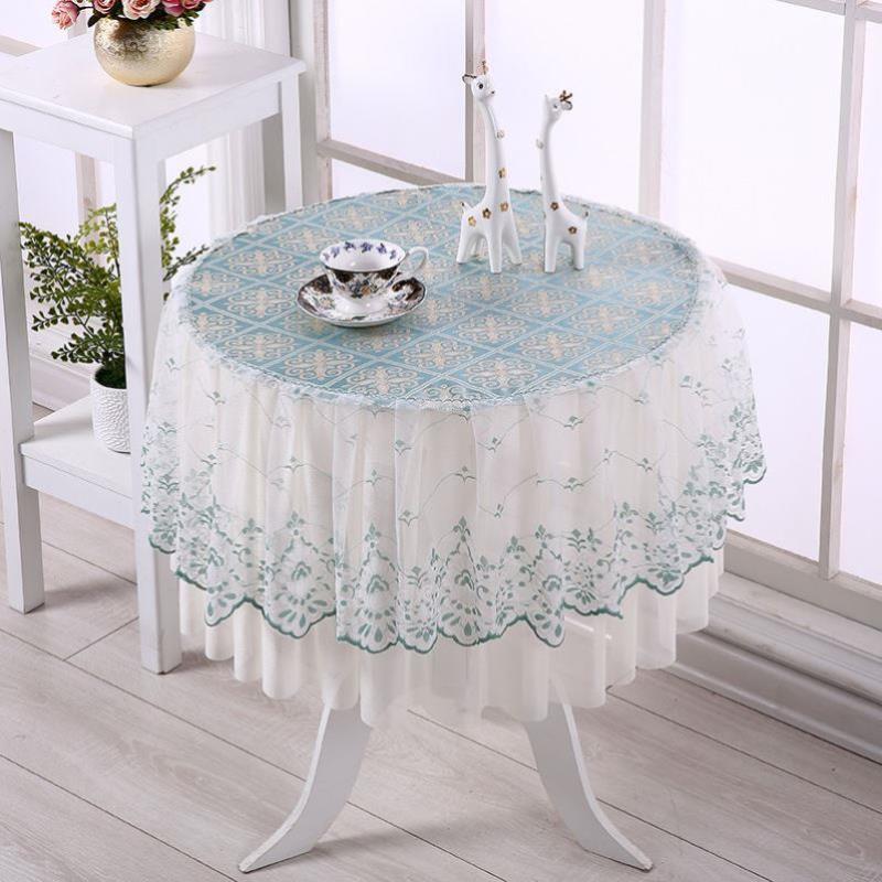 小圆桌布感新款欧式蕾丝圆桌布家用全包圆茶几盖巾盖布圆形餐