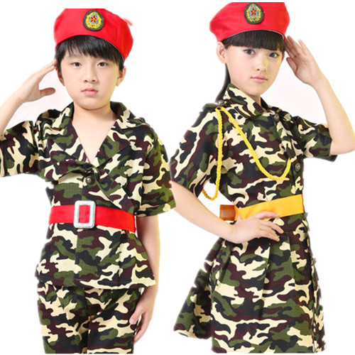 2022六一儿童表演服男女童迷彩服舞蹈服演出服小学幼儿合唱服军装