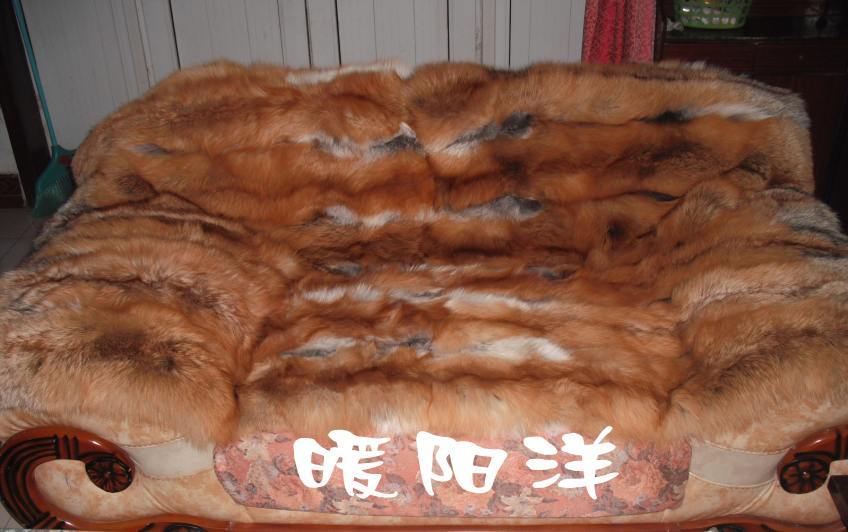 纯天然色整张皮狐狸毛床毯沙发披毯沙发垫盖被狐狸毛毯子飘窗垫