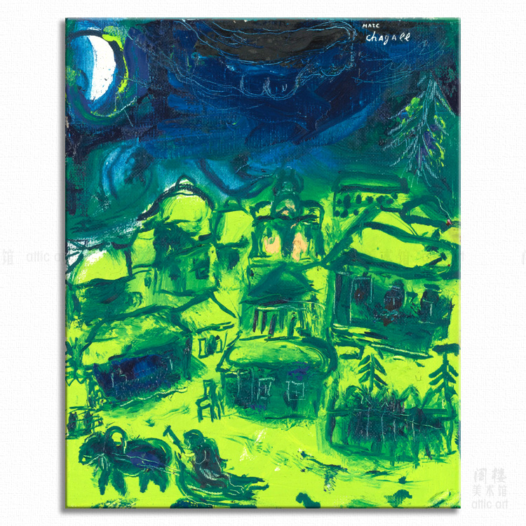 绿色的风景 Marc Chagall 夏加尔装饰画家居艺术客厅书房定制照片