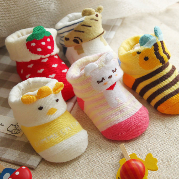 5双包邮！新生婴儿袜纯棉动物造型手工缝头无骨卡通立体宝宝袜子
