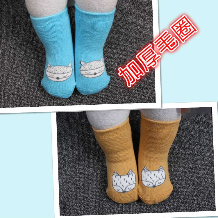 韩版冬季狐狸猫毛圈加厚保暖宝宝袜精梳棉儿童纯棉毛圈袜婴儿袜子