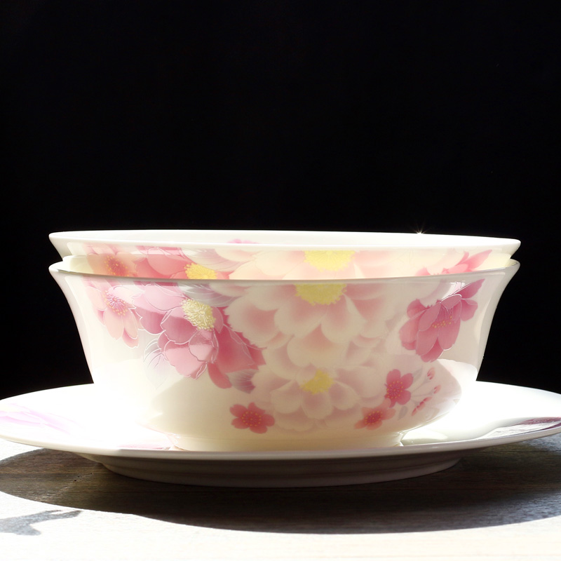 家用骨瓷6英寸面碗微波炉适用陶瓷餐具中式碗大米饭碗汤碗花语