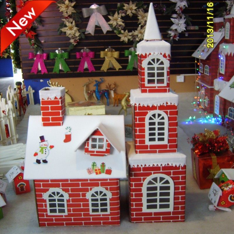 圣诞节装饰用品城堡三层雪屋雪房子橱窗布置场景装扮摆件圣诞屋子