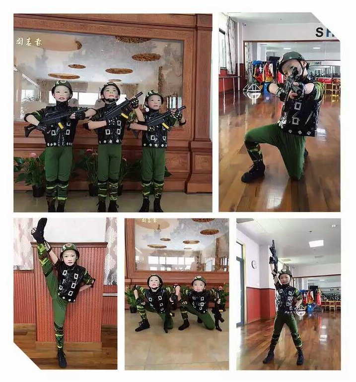 六一儿童兵娃娃演出服未来保卫者舞蹈服装小荷风采小小兵迷彩表演