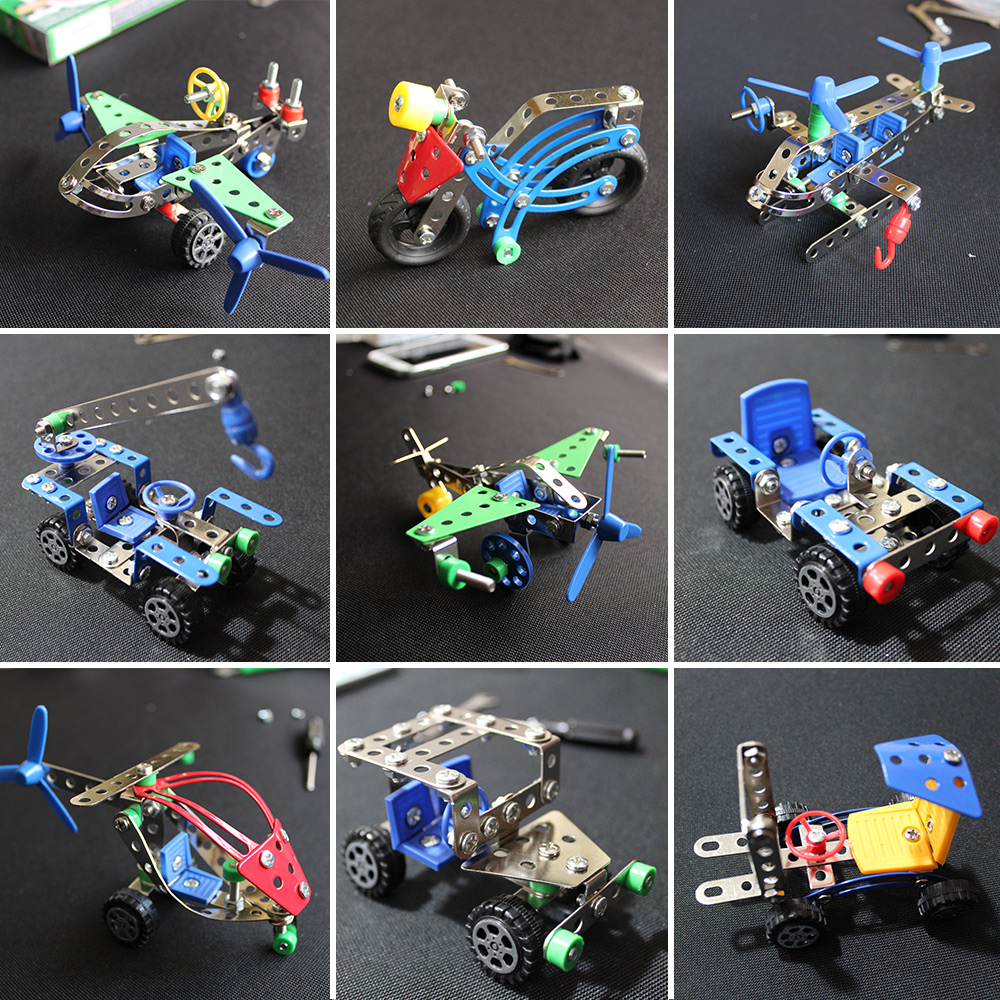8只包邮DIY金属合金拼装益智拆装玩具男孩立体积铁螺丝飞机车模型