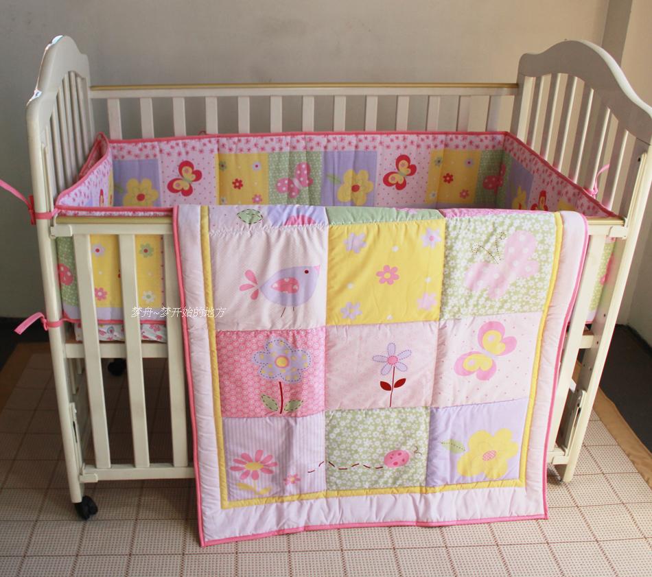 儿童床品特价款可爱蝴蝶花朵婴儿幼儿床品女童三件套童被床围床笠