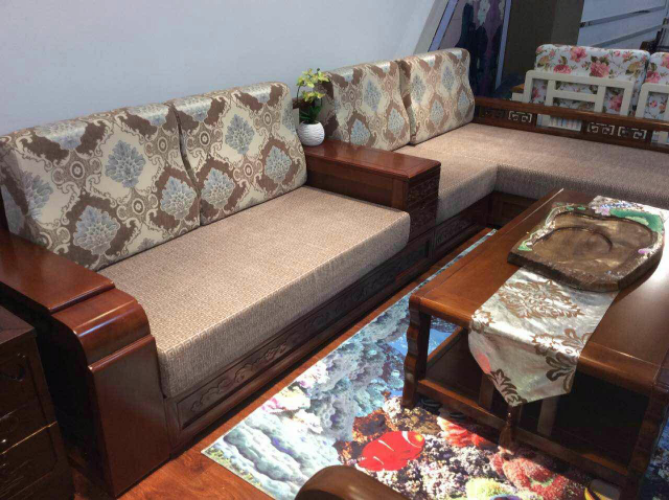 实木胡桃木爆款实木沙发转角L型客厅红木家具现代中式家具厂价