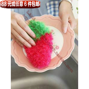 韩国草莓/苹果洗碗巾不粘油锅洗碗洗锅布代钢丝球洗碗布多色随机