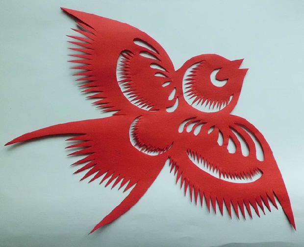 纯手工DIY鸟类动物剪刻纸jianzhi窗花作品画双面红宣纸特色刀刻画