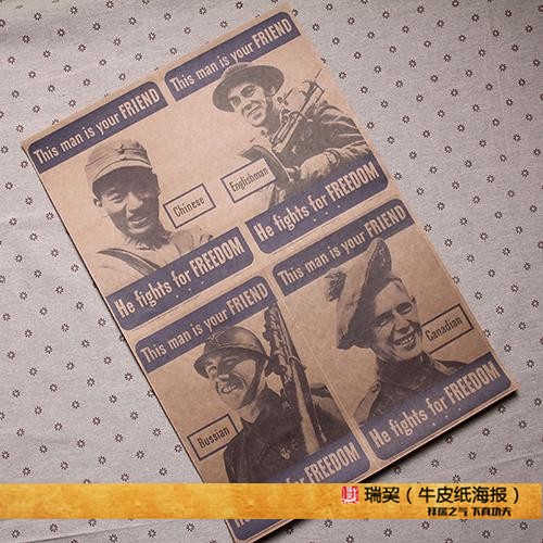 二战海报 中国抗战 盟军征兵广告 二战招贴画 抗日 真迹复制品