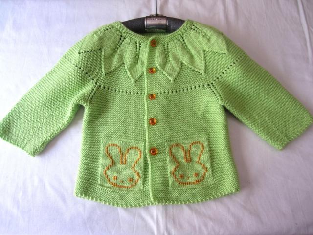 明明的手工坊纯婴儿树叶毛衣儿童针小兔子外套婴儿男女宝宝开衫