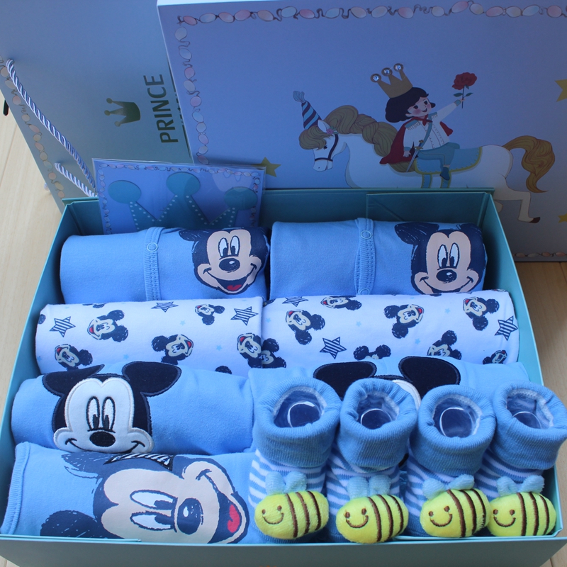 迪士尼双胞胎宝宝纯棉套装婴儿礼盒男宝宝满月周岁百日衣服礼盒