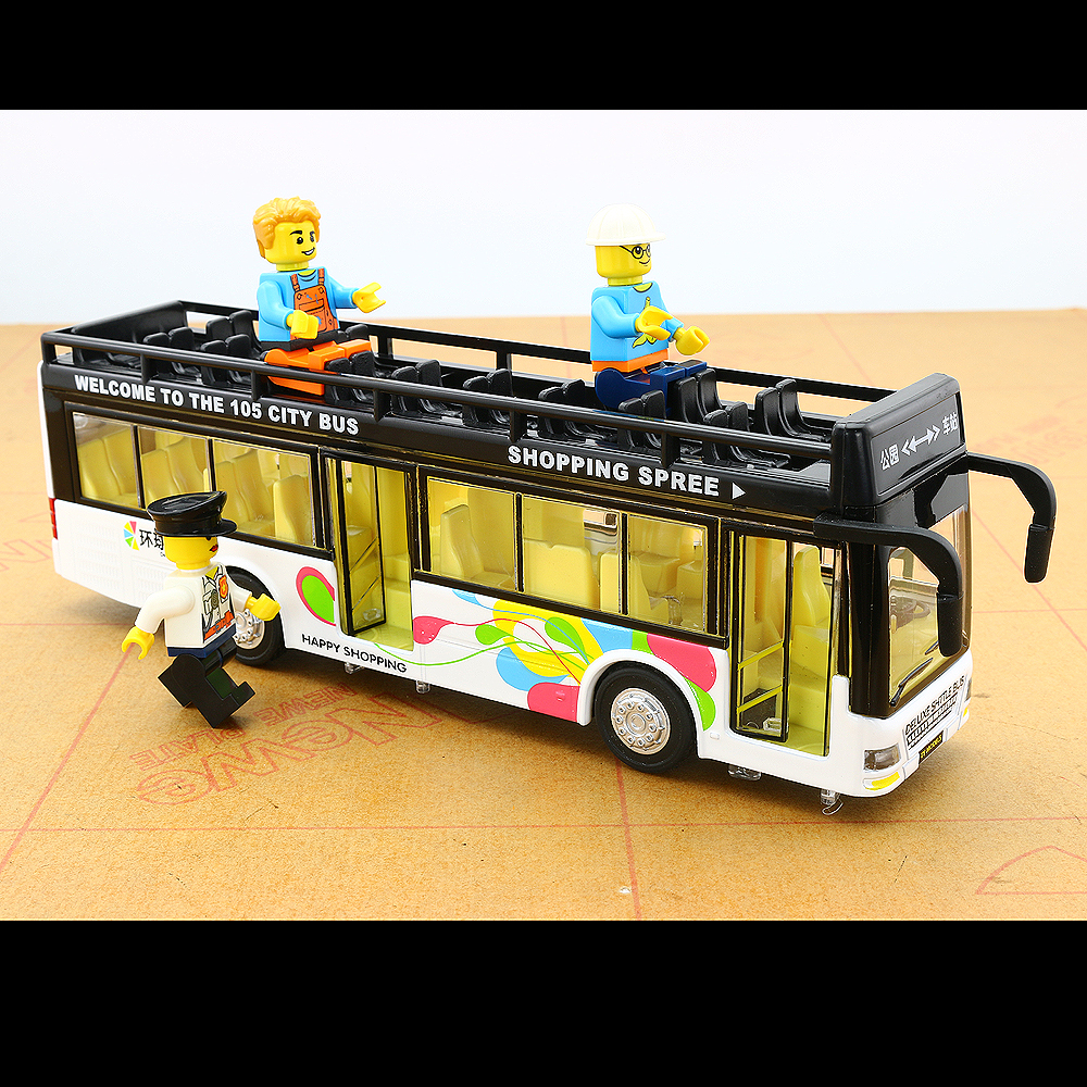 儿童合金小汽车模型城市公交巴士玩具车宝宝双层巴士加长仿真男孩
