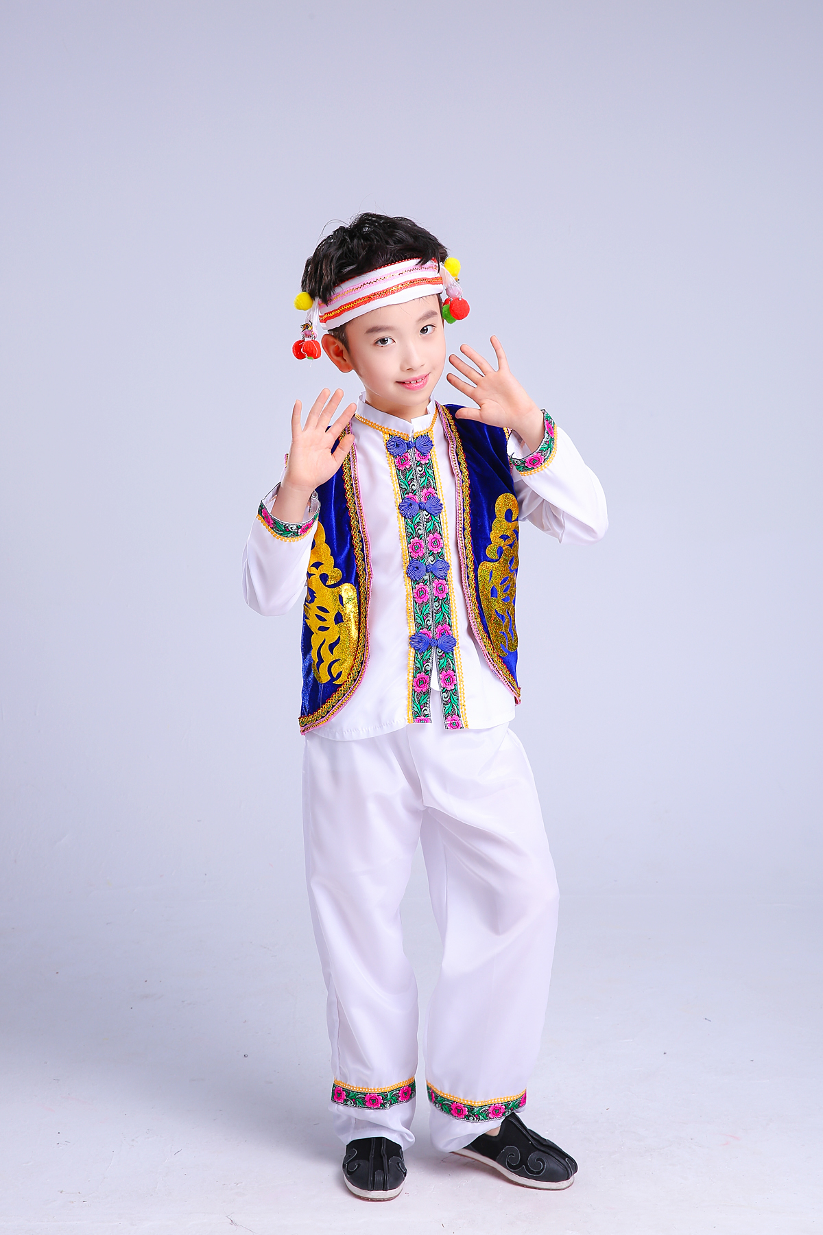 正品少数民族服装儿童白族民族服装大理舞蹈演出服云南贵州3月3表