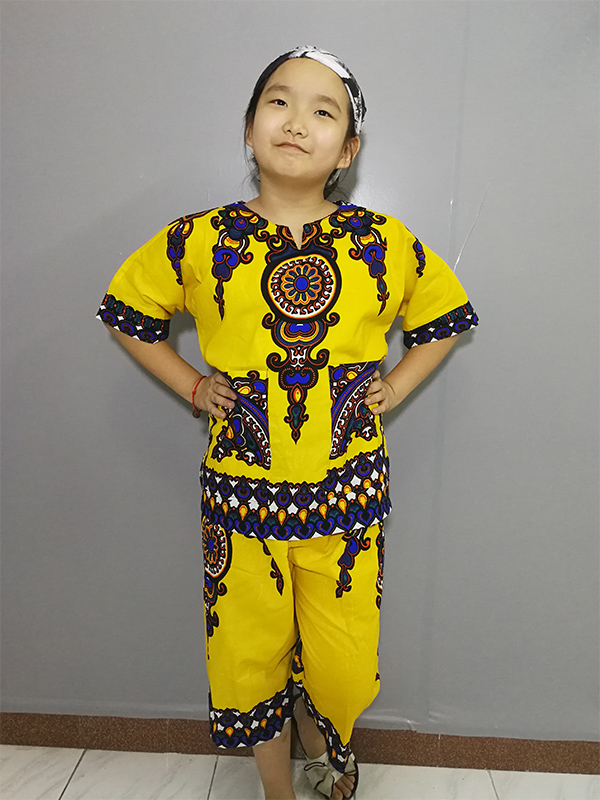 非洲鼓演出服儿童短袖七分裤舞台表演服东南亚餐厅广场舞套装