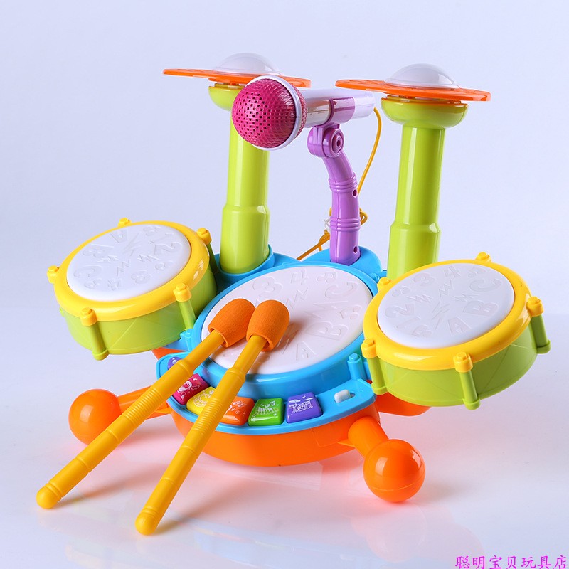 新款儿童爵士鼓玩具架子鼓女宝宝早教益智0-6岁玩具音乐打击乐器3