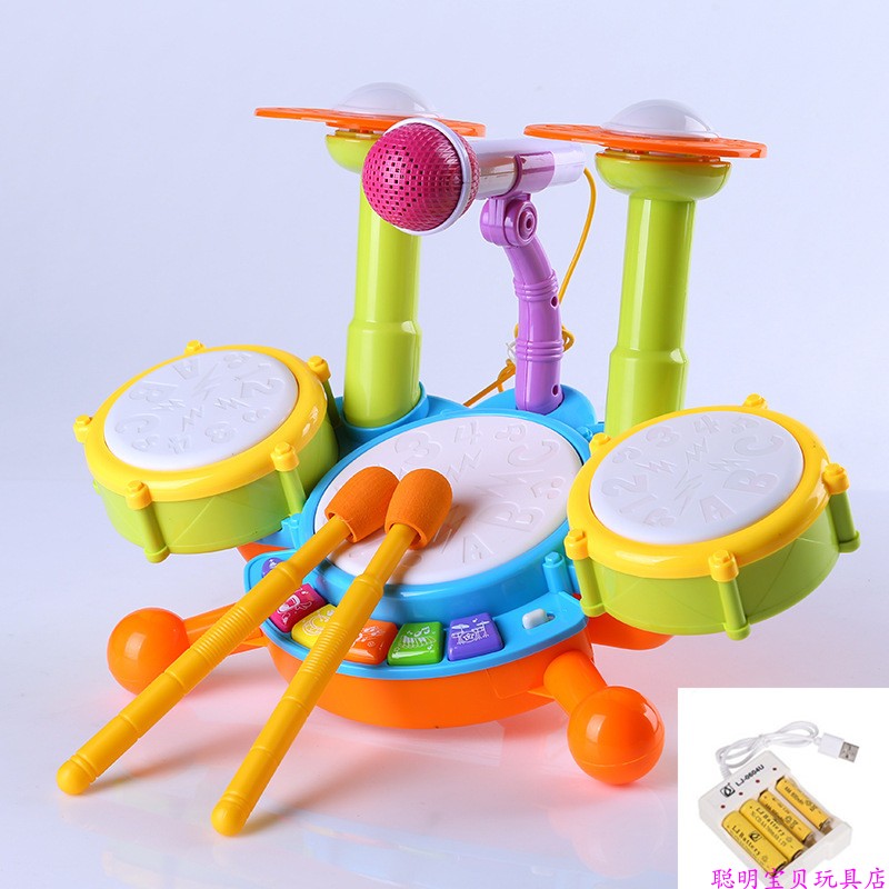 新款儿童爵士鼓玩具架子鼓女宝宝早教益智0-6岁玩具音乐打击乐器3
