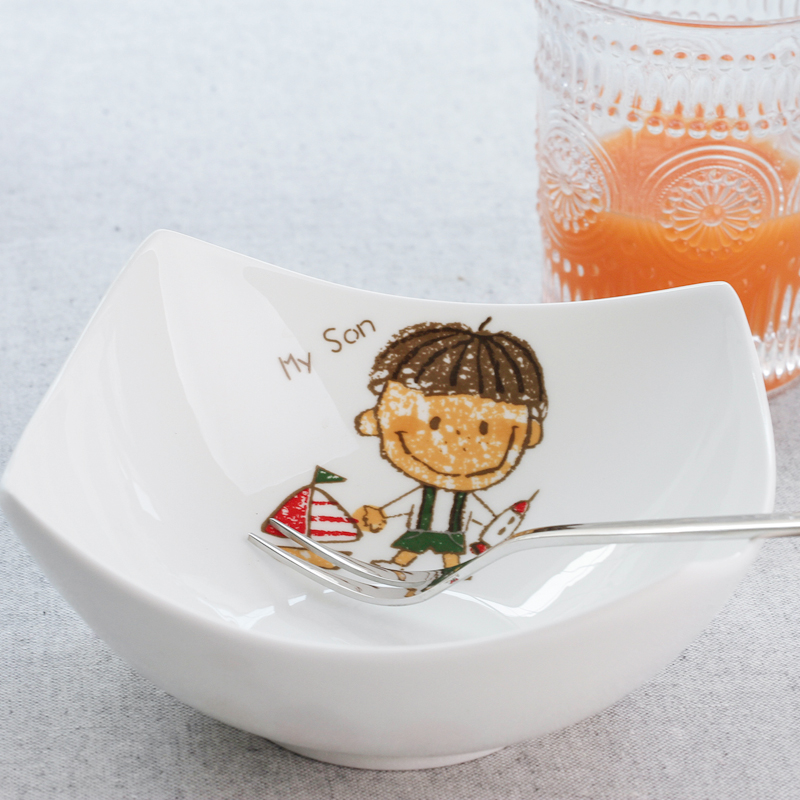 陶瓷个性餐具西餐碗水果碗沙拉碗甜品碗小菜碗小吃汤碗骨瓷四角碗