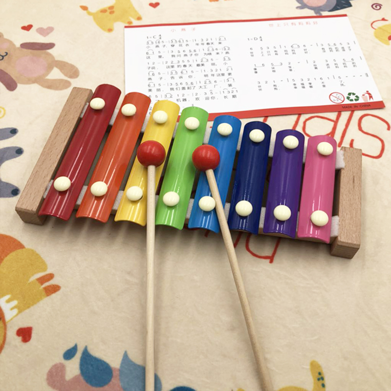 婴幼儿童益智音乐玩具敲击乐器小木琴宝宝木制手敲八音琴 1-2周岁