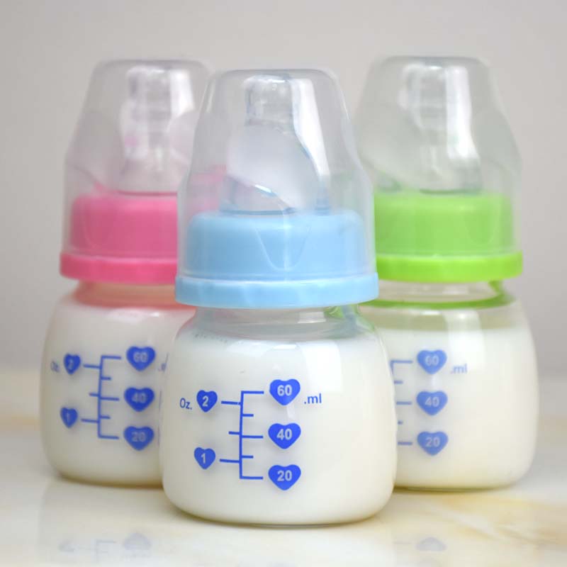 婴儿果汁小奶瓶60ml 新生儿标准口径玻璃奶瓶防胀气宝宝喂药喝水