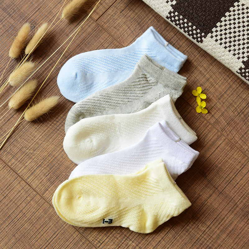 儿童 婴儿 宝宝 薄款网眼纯色收口袜子 短袜短筒袜船袜薄款  夏季
