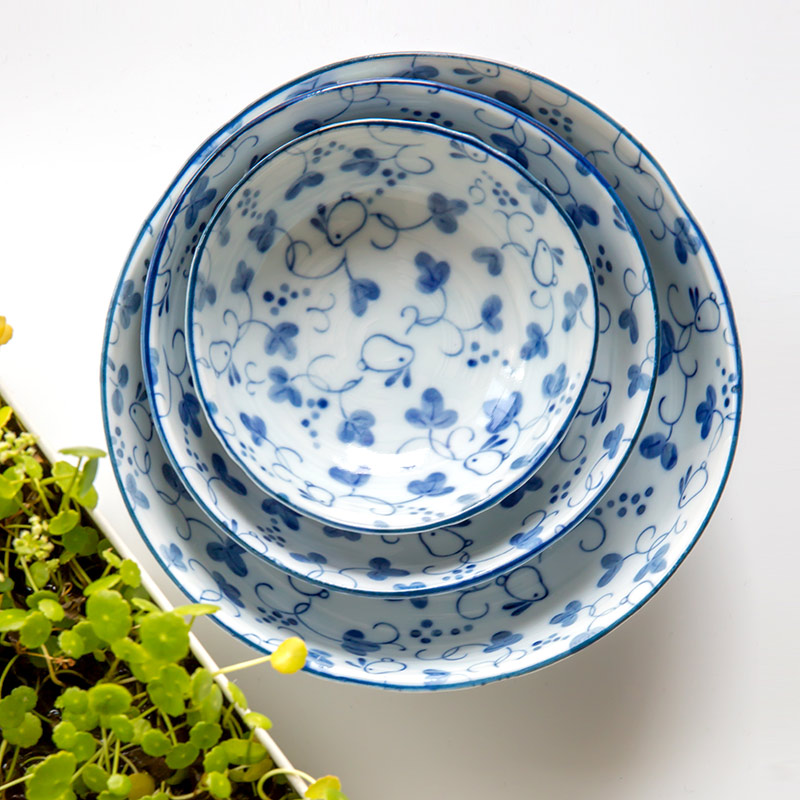 旬味 日本进口陶瓷餐具染兔子系列创意碗咸菜碟汤盘拉面碗小菜钵