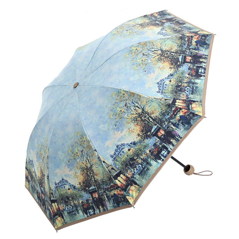 正品欧美蓝天白云创意复古雨伞双层折叠韩国油画遮阳伞太阳伞防紫