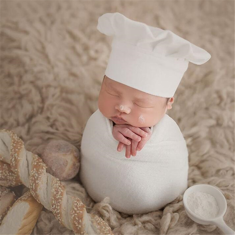 婴儿拍照道具创意仿真面包新生儿摄影道具玩具宝宝拍摄厨师帽百天