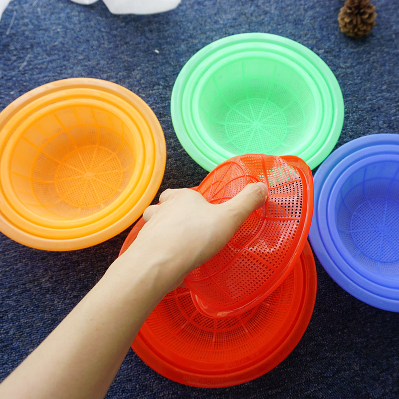 圆形淘米篮子洗米篮塑料小号箩筐熟胶沥水篮幼儿园玩具收纳小篮子