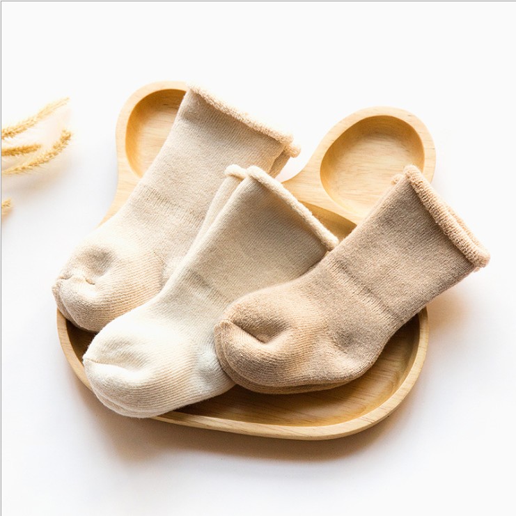 新生儿婴儿袜子秋冬季0冬天款纯棉加厚中筒袜-3宝宝6加绒保暖个月