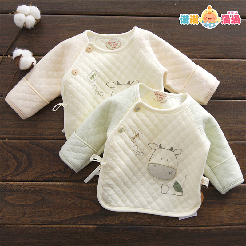 新生婴儿衣服春秋冬季 0-3个月初生宝宝夹棉和尚冬天保暖半背上衣
