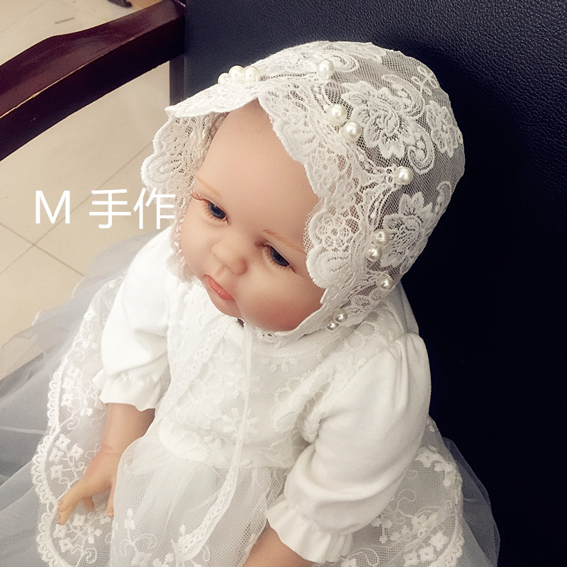 韩国女宝宝蕾丝公主帽 夏季婴儿遮阳帽礼服帽子空调凉帽6-12个月