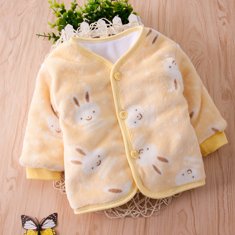 婴儿保暖上衣冬季加绒加厚女男宝宝棉袄新生儿衣服棉服0-6-12个月