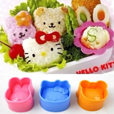 卡通KT猫+熊+猫饭团模具3件套寿司海苔 宝宝便当DIY喂饭辅食工具