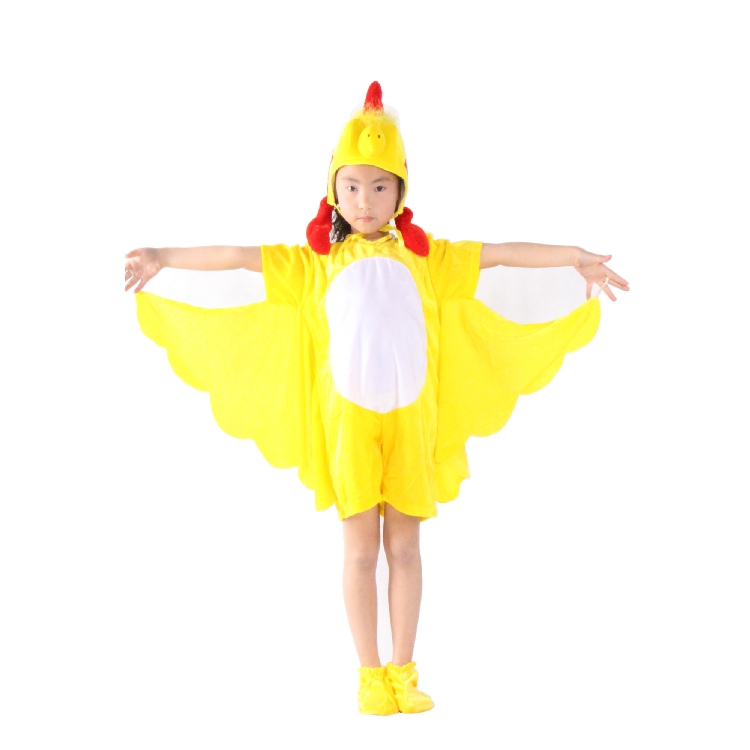 新款金鸡逗春小鸡儿童舞台演出服装成人动物母鸡表演衣大公鸡亲子