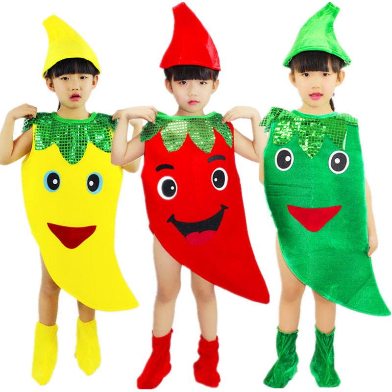 儿童葫芦蔬菜服环保儿童红辣椒亲子走秀豌豆茄子青菜演出服