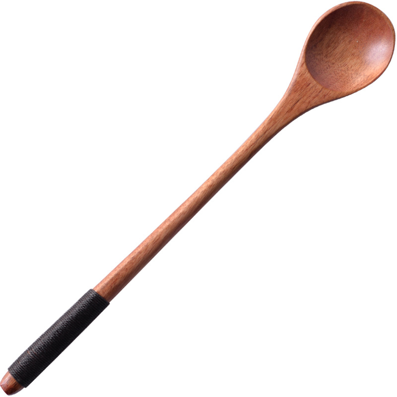 三拾家 日式长柄木勺咖啡勺创意儿童调羹蜂蜜搅拌家用餐具小汤勺