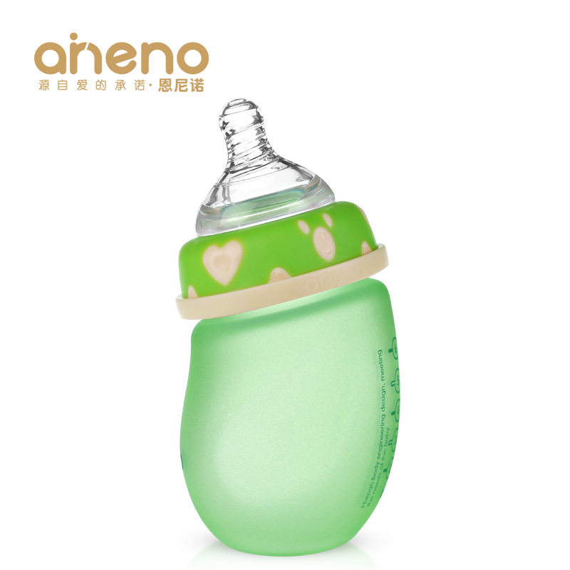 恩尼诺 新生儿初生婴儿用品防呛胀气玻璃奶瓶宽口径宝宝感温弯头