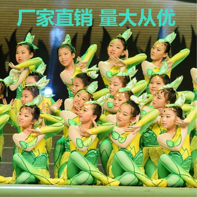 高档儿童笋儿尖尖舞蹈服装成人舞台表演服小荷风采演出服绿色舞蹈