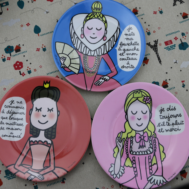 包邮 法国大牌餐具密胺卡通王子公主系列儿童餐盘水果盘装饰盘