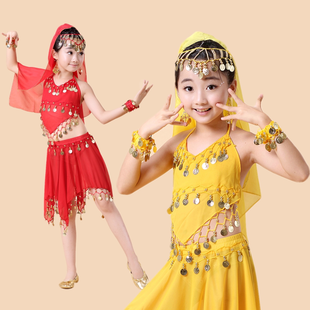 【出租】少儿印度舞演出服装新款女童肚皮舞套装儿童民族舞蹈服装