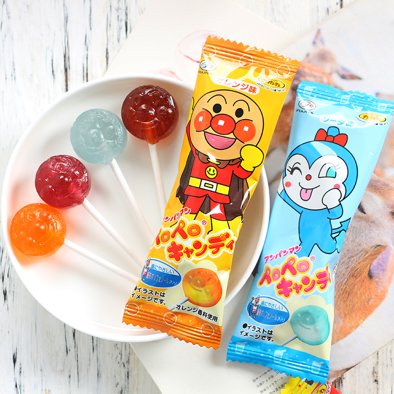 包邮日本进口零食面包超人卡通造型 儿童护齿水果味棒棒糖25支/盒